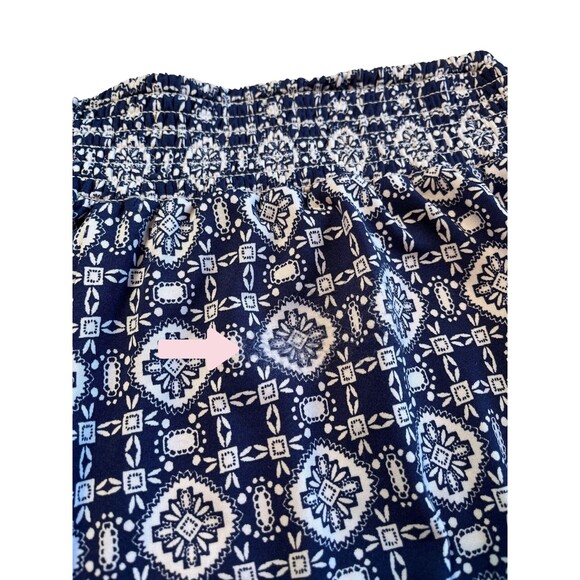 HALO Wide Leg Pull On Pants Women's Blue White Geometric Stretchy Waist Boho XL - Picture 10 of 13